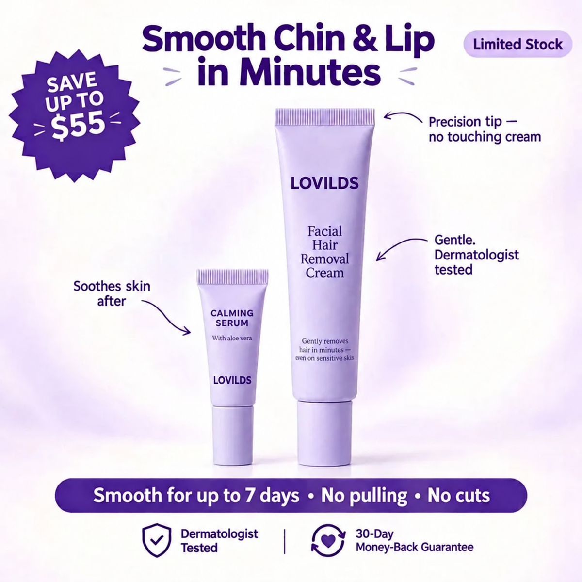 Facial Removal Hair Cream + Calming Serum – aloemuse