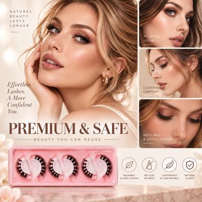 🌺NEW Glue-Free Self-Adhesive Lashes – 3-Second Natural & Reusable