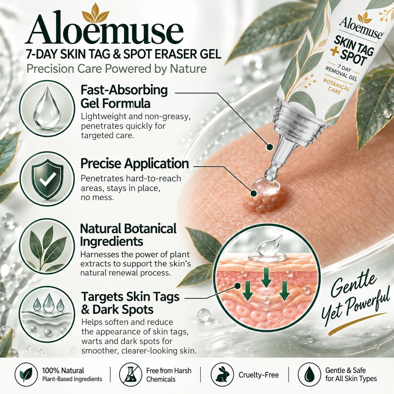 AloeMuse precision skin-care gel application